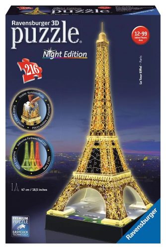 Ravensburger Világító 3D puzzle Night Edition Eiffel-torony 216 darab