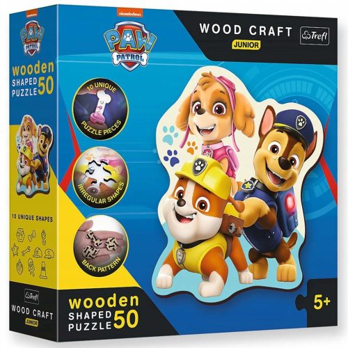 Wood Craft Junior: Mancs Őrjárat Vicces kiskutyák fa puzzle 50db-os