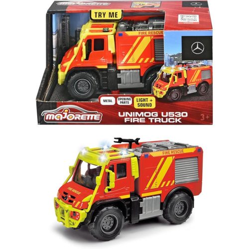 Majorette: Unimog U530 fém tűzoltó autó fénnyel és hanggal - Simba Toys