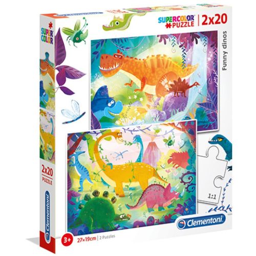 Vicces dinók Supercolor 2 in1 ben puzzle 2 x 20 db-os Clementoni 