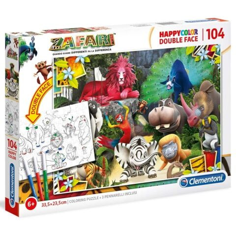 Szafari - 104 db-os Színezhető kétoldalas puzzle - Clementoni