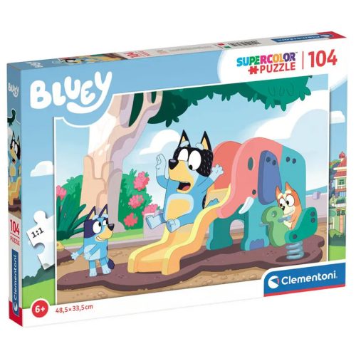 Bluey kutyaq csúszdázik 104 db-os Supercolor puzzle Clementoni 