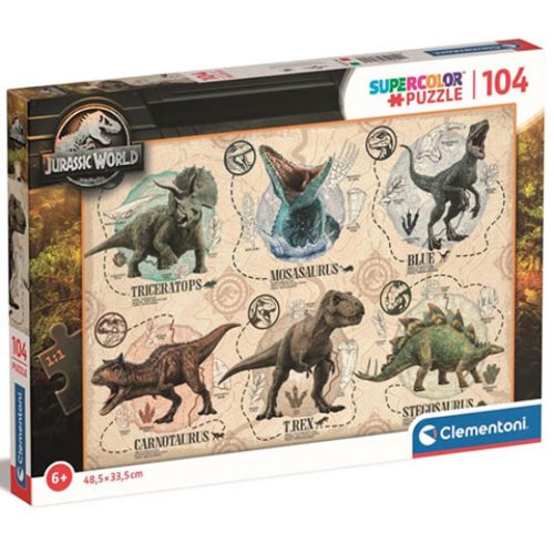 Jurassic World 104 db-os Supercolor puzzle Clementoni 