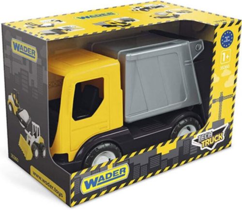 Wader Tech Truck sárga kukásautó 26cm 