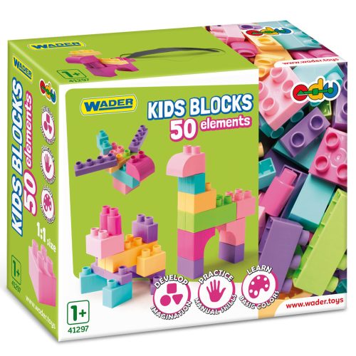 Wader Kids Blocks pasztell építőelemek 50 db-os szett