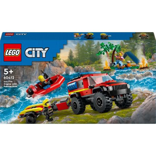 LEGO City 60412 - 4x4 Tűzoltóautó mentőcsónakkal