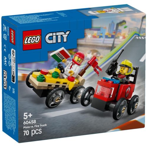 LEGO City 60458 - Pizzásautó vs. tűzoltóautó versenyautós csomag