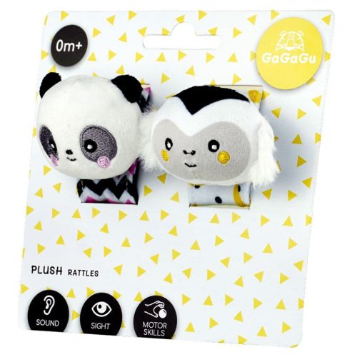 GaGaGu Plüss csörgő szett - panda és majom