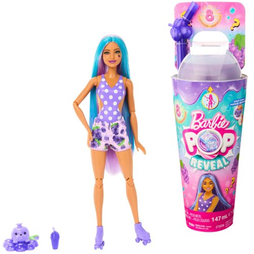 Barbie: Slime Reveal meglepetés baba - Kék hajú baba gyümölcsös szoknyában