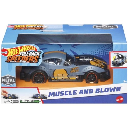 Hot Wheels: Hátrahúzható Muscle and Blown kisautó, 1: 43