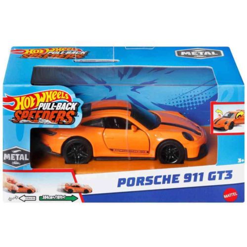 Hot Wheels: Pull-Back Speeders Porsche 911 GT3 hátrahúzható fém kisautó modell 1/43 - Mattel