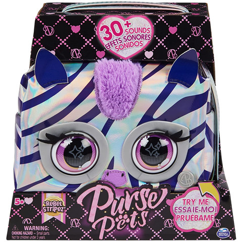 Purse Pets :  Mettalic Magic Zebra interaktív táska - Spin Master 