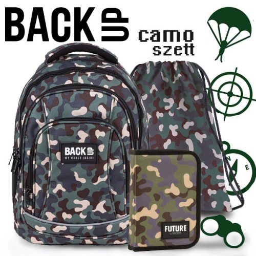 BackUp terepmintás iskolatáska, hátizsák SZETT – Camo