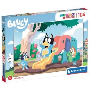 Bluey kutya csúszdázik 104 db-os Supercolor puzzle Clementoni
