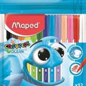 Filctoll készlet, 2 mm, kimosható, MAPED "Color'Peps Ocean", 12 különböző szín