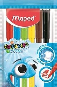 Filctoll készlet, 2 mm, kimosható, MAPED "Color'Peps Ocean", 6 különböző szín