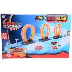 Racing Track 28db-os versenypálya szett 3db hurokkal és 2db hátrahúzható autóval 1/64