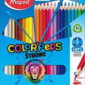 Színes ceruza készlet, háromszögletű, MAPED "Color'Peps Strong", 24 különböző szín