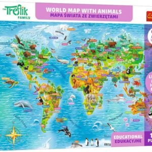 Trefl Treflik Világtérkép állatokkal oktató jellegű 104db-os puzzle